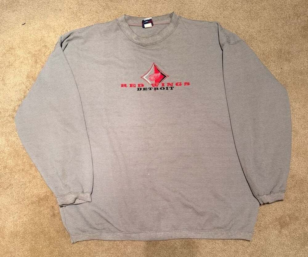 Vintage Cadre Athletic Detroit Red Wings Embroidered Crewneck  Grey Size XL